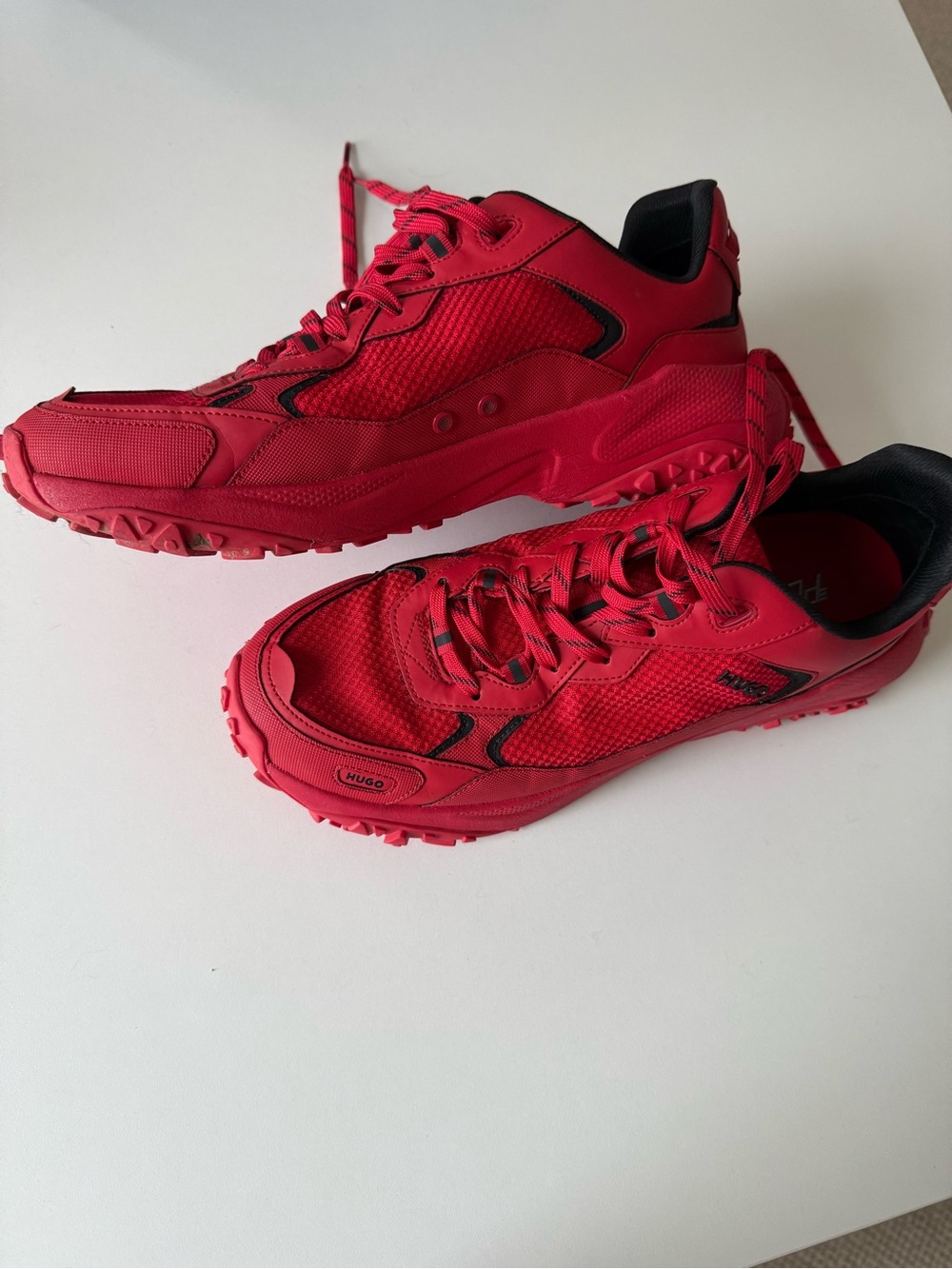 HUGO Red and Black Men's Athletic Sneakers